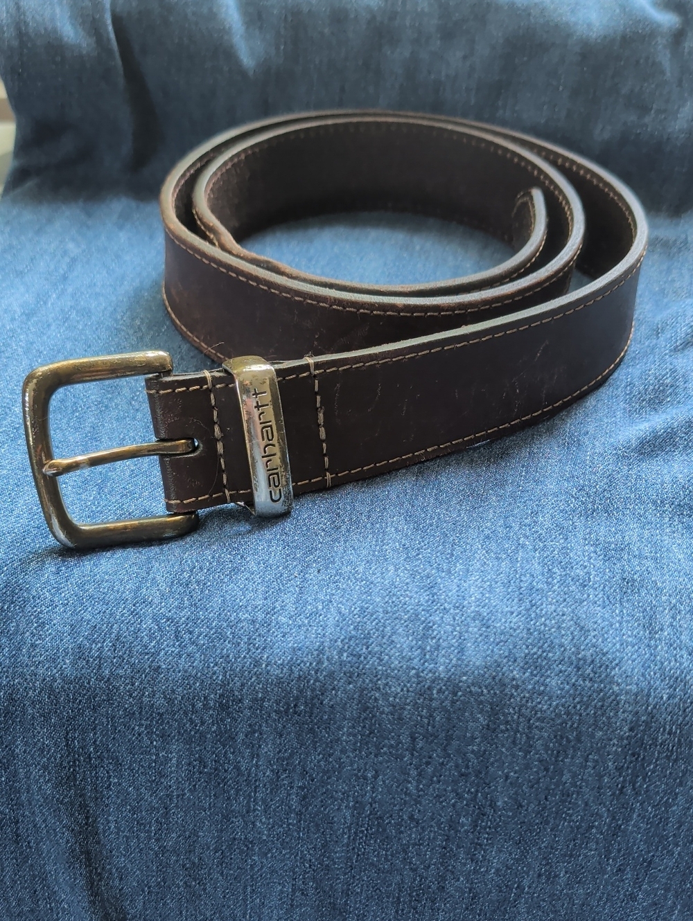 Carhartt Belt Brown Leather Belt Silver Standard Buckle 41" Work